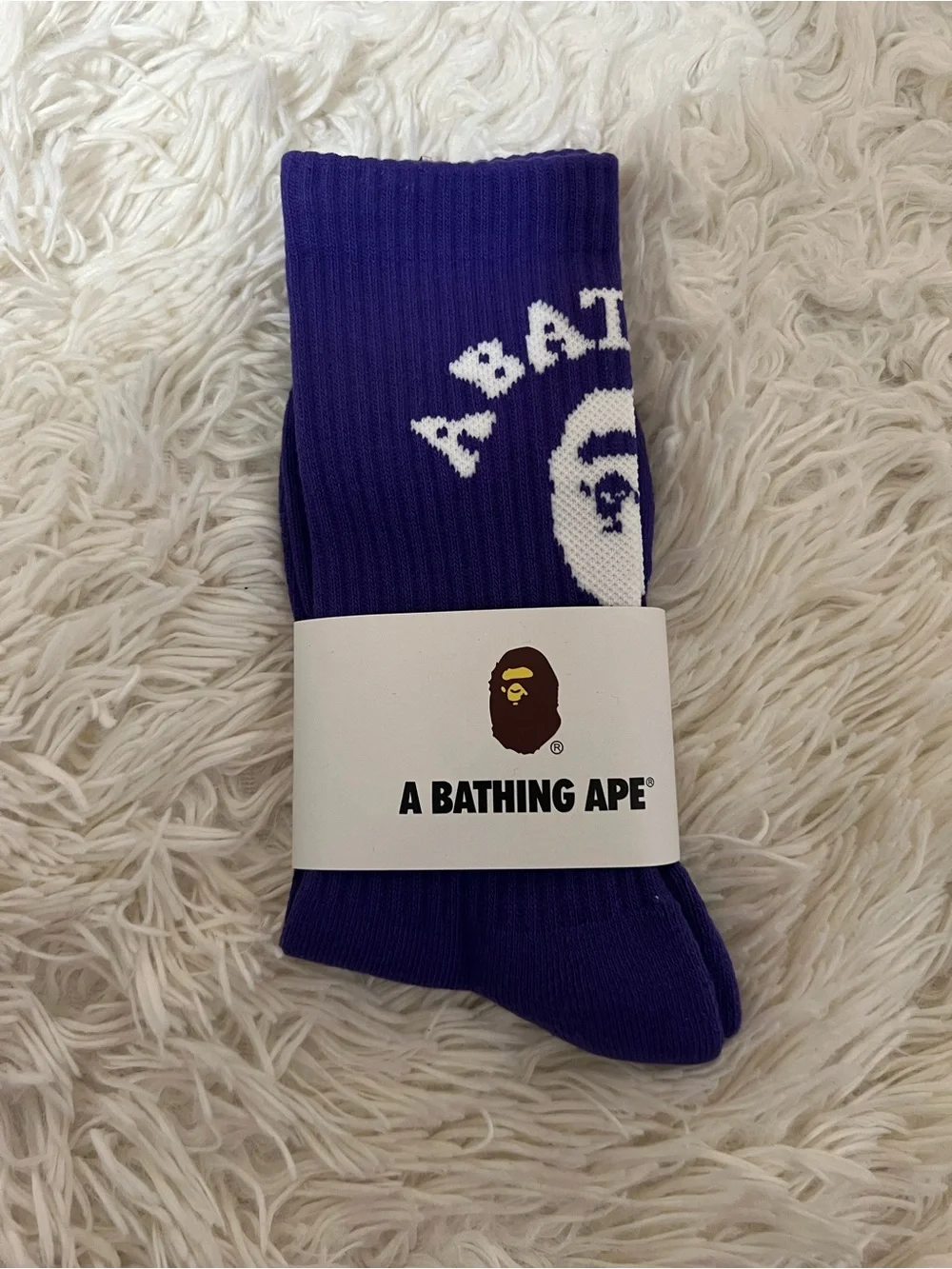 BAPE A Bathing Ape Head Embroidered Crew Socks 8-11 men’s or women’s